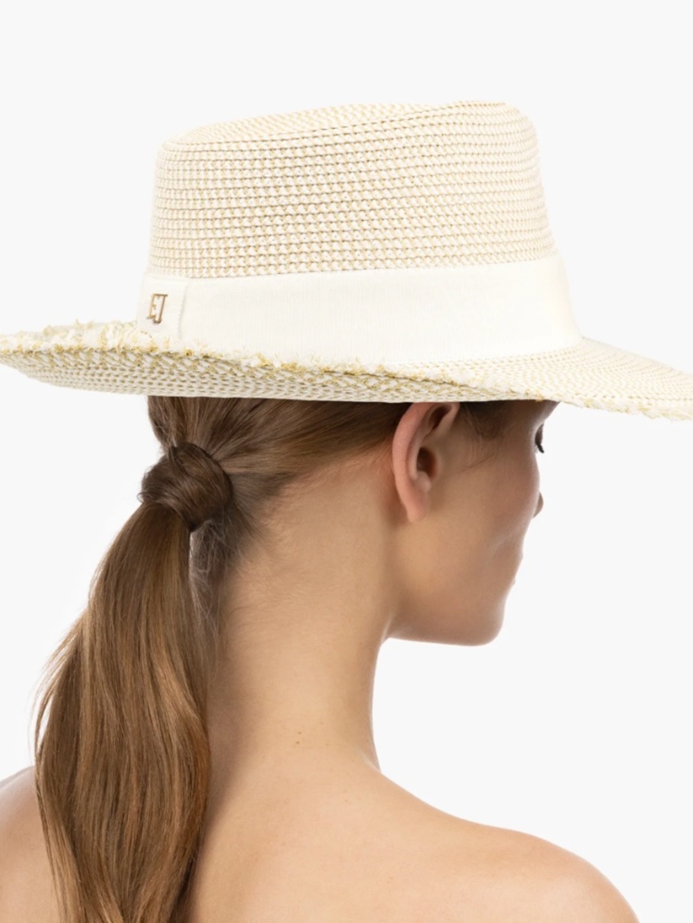 Erik Javits Fringe Pinch Straw Fedora